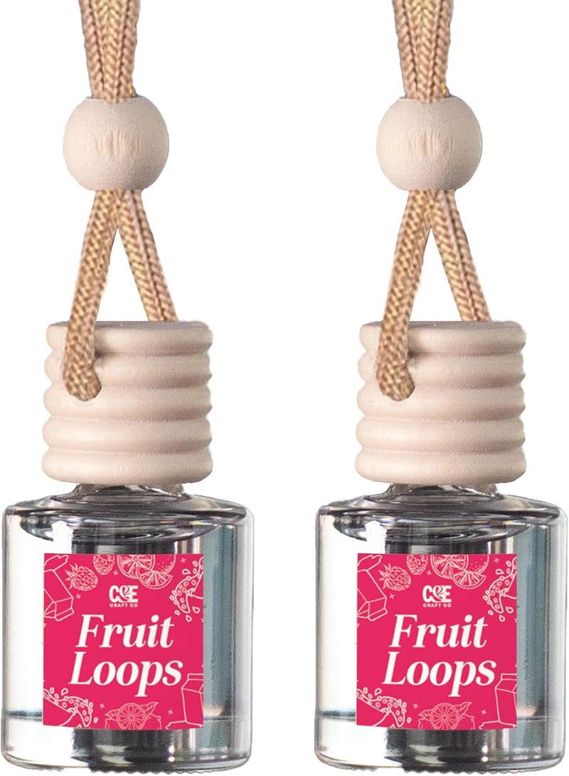 CE CRAFT موزع معطر هواء للسيارة من ، فاكهة لوب، عبوة من 2 مزيل روائح هواء للزيوت العطرية، زجاجة موزع سيارة طويلة الأمد، برطمان قابل لإعادة الاستخدام، متعدد الألوان - Image 1