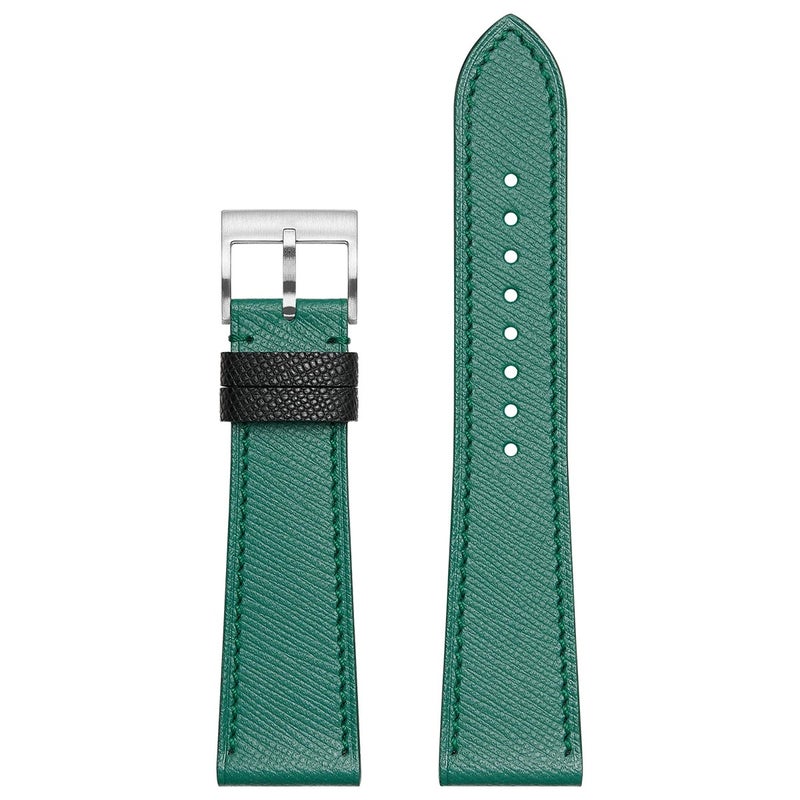 Bluejw French Saffiano Goat Leather Green Watch Strap – Premium Replacement Band for Apple Watch & Most Standard Watches - Image 2