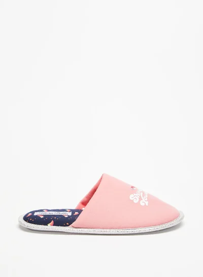 Flora Bella By Shoexpress Womens Slogan Print Slip On Bedroom Slides