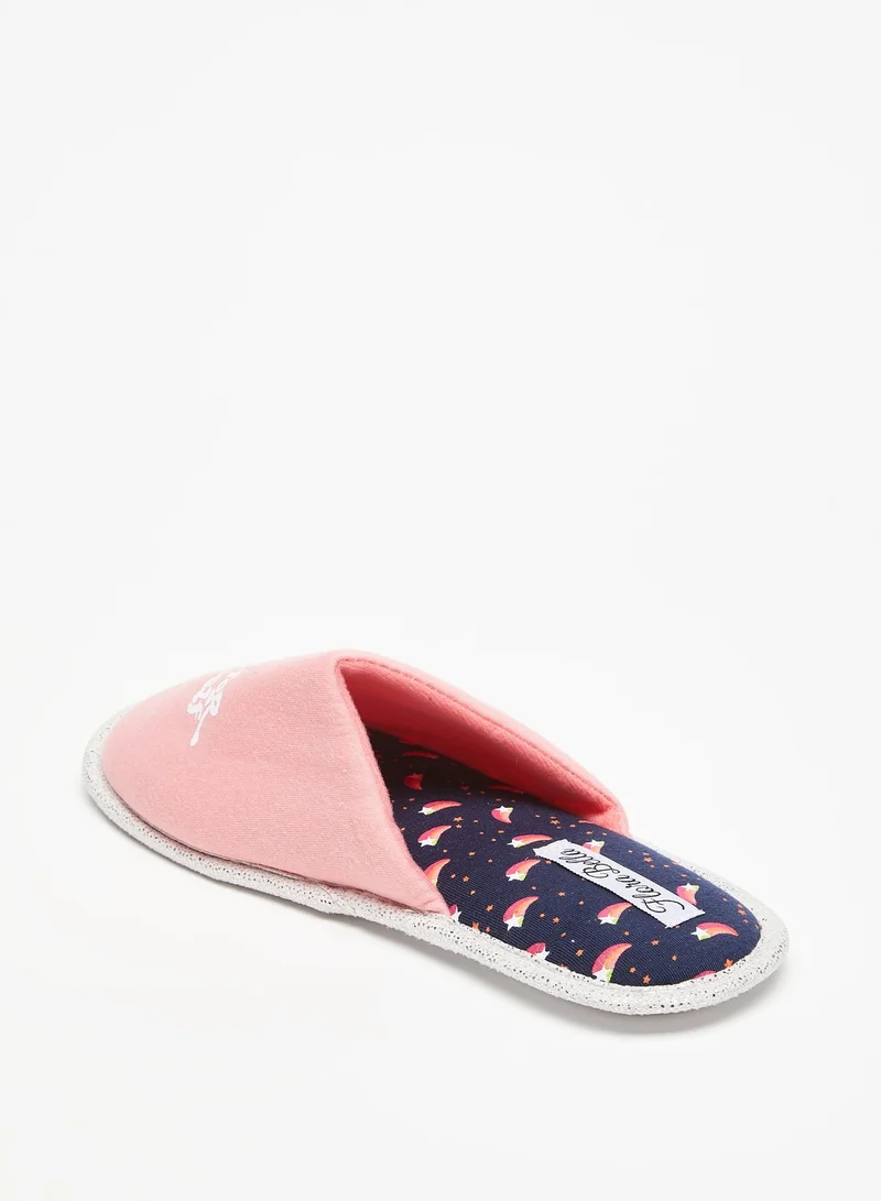 Flora Bella By Shoexpress Womens Slogan Print Slip On Bedroom Slides