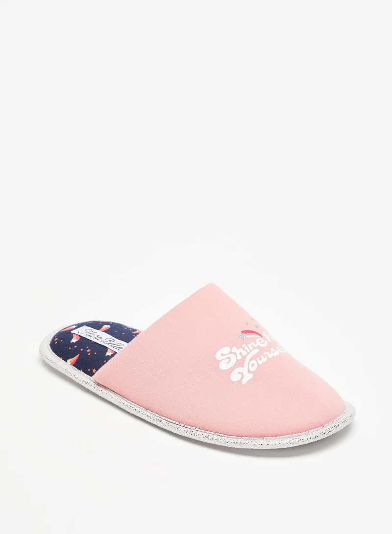 Flora Bella By Shoexpress Womens Slogan Print Slip On Bedroom Slides