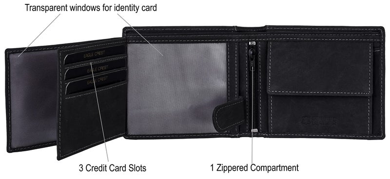 Eagle Crest Vintage Black Nova Leather Wallet for Men - Image 4