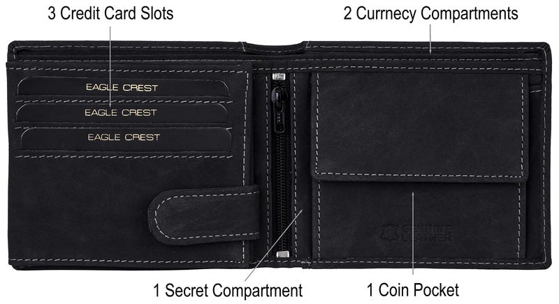 Eagle Crest Vintage Black Nova Leather Wallet for Men - Image 3