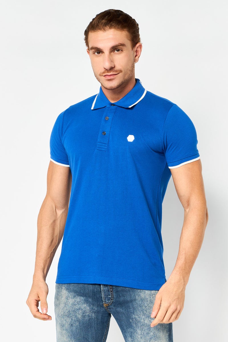 CERRUTI 1881 Men Regular Fit Embroidered Logo Short Sleeve Polo Shirt, Dark Blue - Image 1