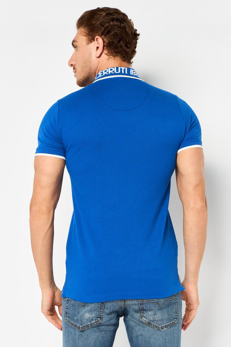 CERRUTI 1881 Men Regular Fit Embroidered Logo Short Sleeve Polo Shirt, Dark Blue - Image 2