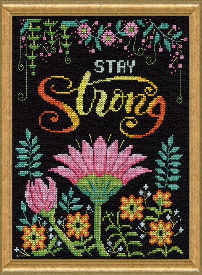 DesignWorks Ink Design Works Stay Strong Counted Cross Stitch Kit, 8" x 10", Multicolored - Image 1