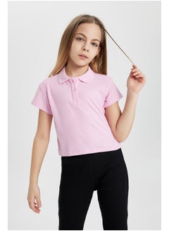 Girl Slim Fit Polo Neck Knitted Short Sleeve Polo T-Shirt