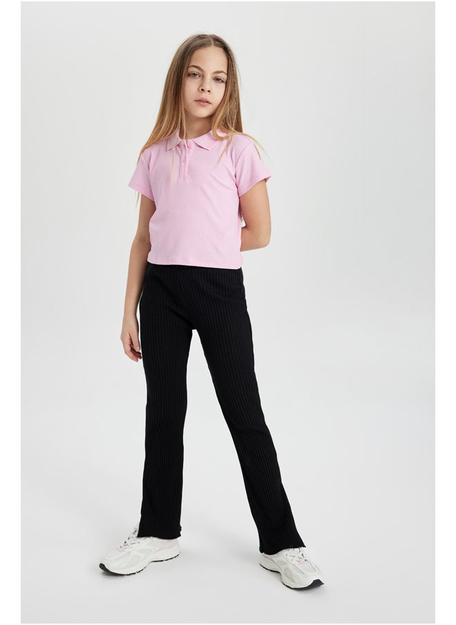 DeFacto - Girl Slim Fit Polo Neck Knitted Short Sleeve Polo T-Shirt - Image 1