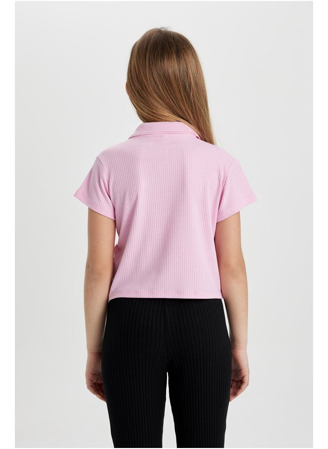 DeFacto - Girl Slim Fit Polo Neck Knitted Short Sleeve Polo T-Shirt - Image 1
