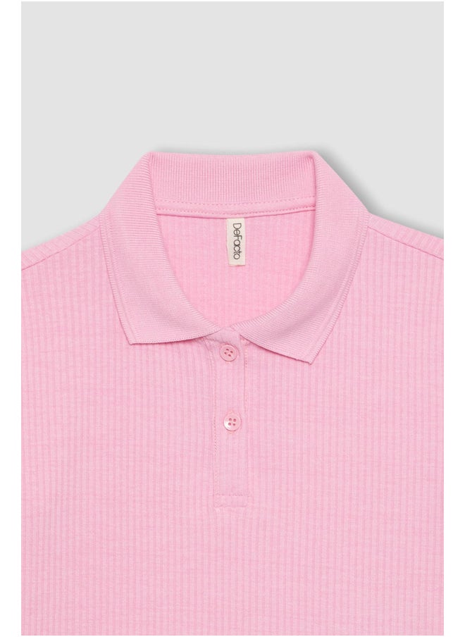 DeFacto - Girl Slim Fit Polo Neck Knitted Short Sleeve Polo T-Shirt - Image 1