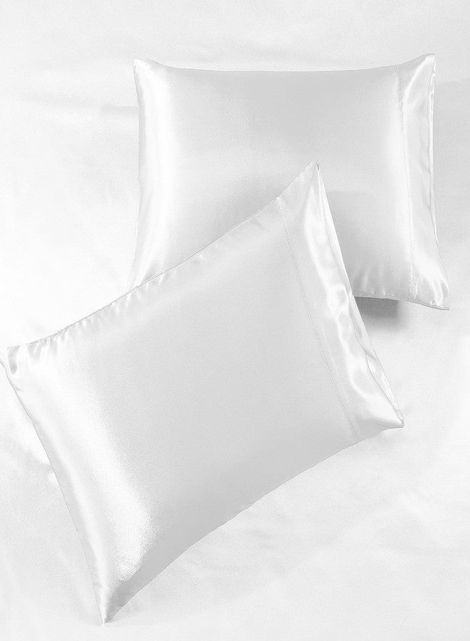 Pure Bedding Satin Sheets Queen [4-Piece, White] Hotel Luxury Silky Bed Sheets - Extra Soft 1800 Microfiber Sheet Set, Wrinkle, Fade, Stain Resistant - Deep Pocket Fitted Sheet, Flat Sheet, Pillow Cases - Image 2