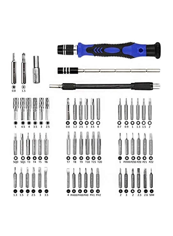 طقم مفكات براغي دقيقة من 80 قطعة فضي/ أزرق/ أسود 10.1 x 4.9 x 2.3بوصة - Image 3