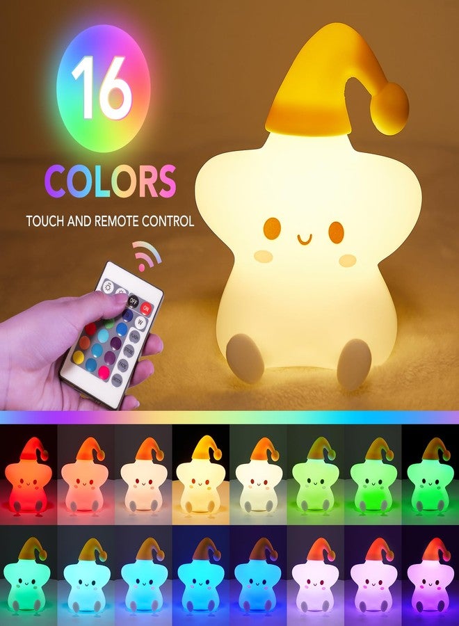 Mubarek Cute Stars Night Light, Remote 10 Level Dimmable Lights for Bedroom, Silicone Squishy Cute Light Up Gifts Stars Decor - Image 2