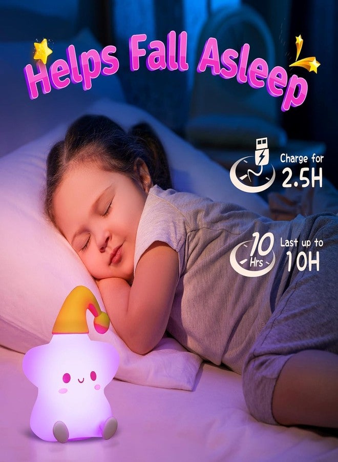 Mubarek Cute Stars Night Light, Remote 10 Level Dimmable Lights for Bedroom, Silicone Squishy Cute Light Up Gifts Stars Decor - Image 3