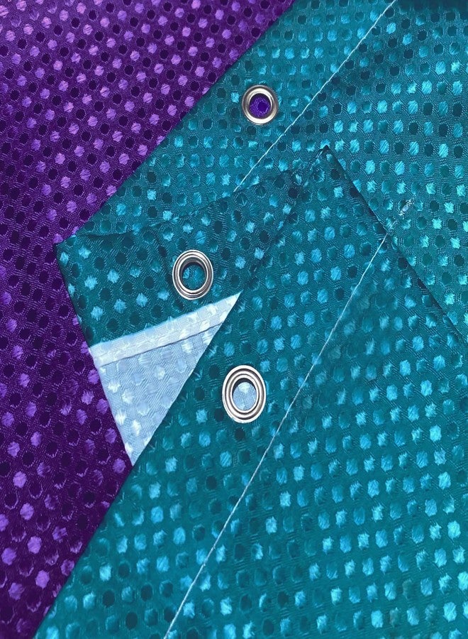 BBiggood Combination of Purple Shower Curtain and Blue Shower Curtain,Teal Purple Gradient Waffle Fabric Shower Curtain, Waffle Weave Textured Shower Curtains with Hooks, 72"x72" - Image 4