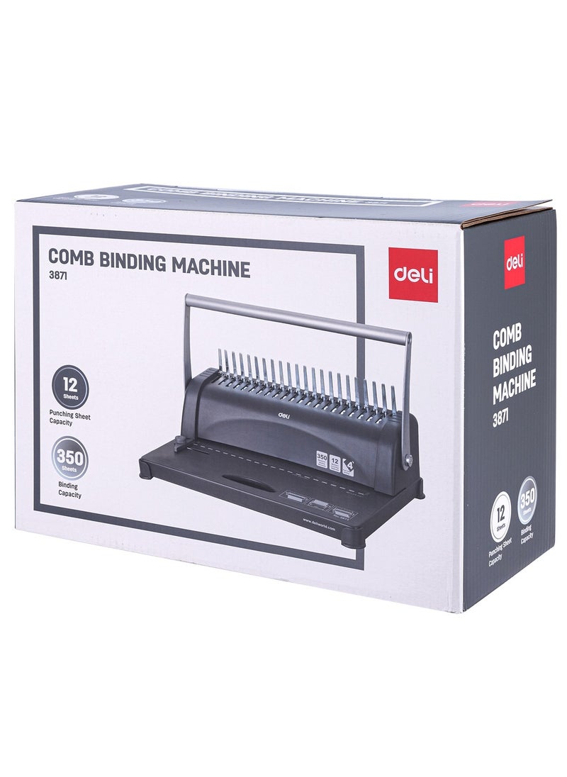 Deli - Plastic Comb Binding Machine With 12 Sheet Punching Capacity And 350 Sheet Binding Capacity - Image 1