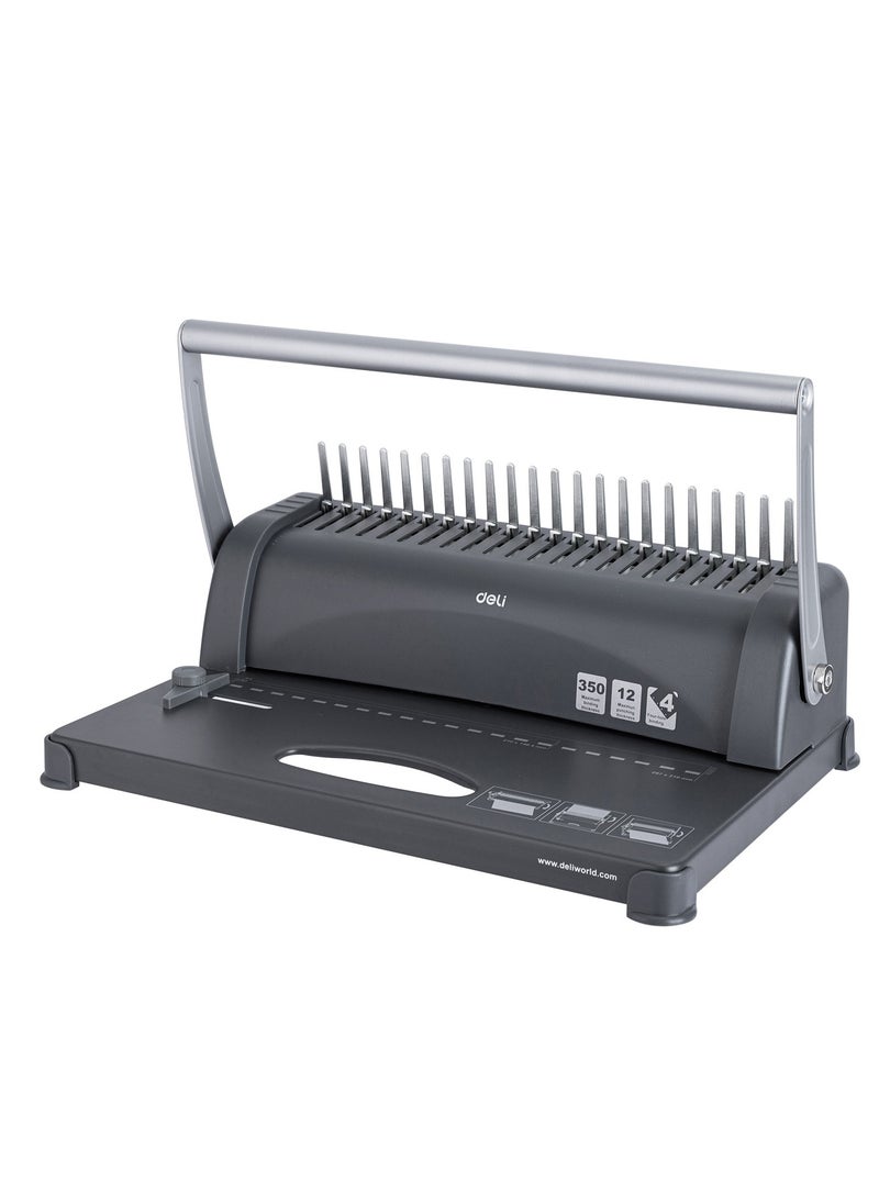 Deli - Plastic Comb Binding Machine With 12 Sheet Punching Capacity And 350 Sheet Binding Capacity - Image 1