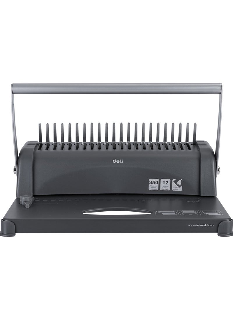 Deli - Plastic Comb Binding Machine With 12 Sheet Punching Capacity And 350 Sheet Binding Capacity - Image 1