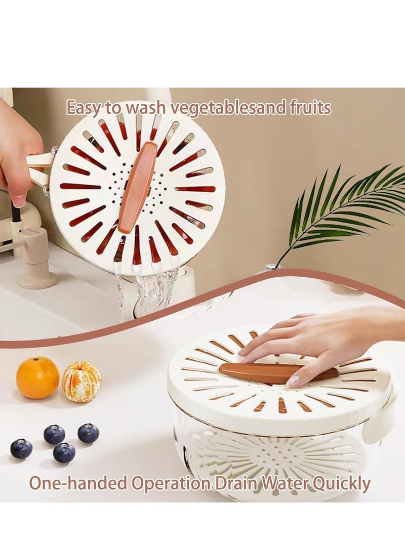 بلان A مصفاة ومصفاة 2 في 1، سلة تصريف متعددة الوظائف بمقبض قابل للطي مع غطاء، مصفاة فواكه للمطبخ ووعاء غسيل الخضروات والفواكه وشطف الفواكه - Image 2