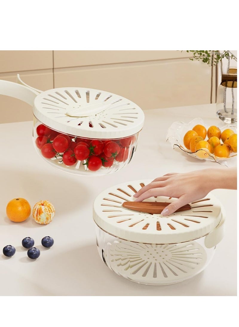 بلان A مصفاة ومصفاة 2 في 1، سلة تصريف متعددة الوظائف بمقبض قابل للطي مع غطاء، مصفاة فواكه للمطبخ ووعاء غسيل الخضروات والفواكه وشطف الفواكه - Image 3