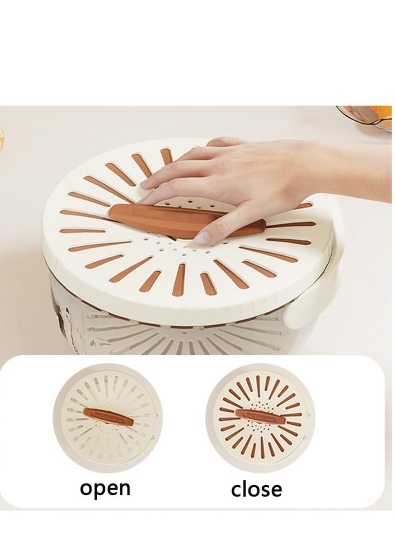 بلان A مصفاة ومصفاة 2 في 1، سلة تصريف متعددة الوظائف بمقبض قابل للطي مع غطاء، مصفاة فواكه للمطبخ ووعاء غسيل الخضروات والفواكه وشطف الفواكه - Image 4