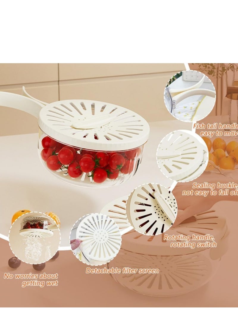 بلان A مصفاة ومصفاة 2 في 1، سلة تصريف متعددة الوظائف بمقبض قابل للطي مع غطاء، مصفاة فواكه للمطبخ ووعاء غسيل الخضروات والفواكه وشطف الفواكه - Image 5