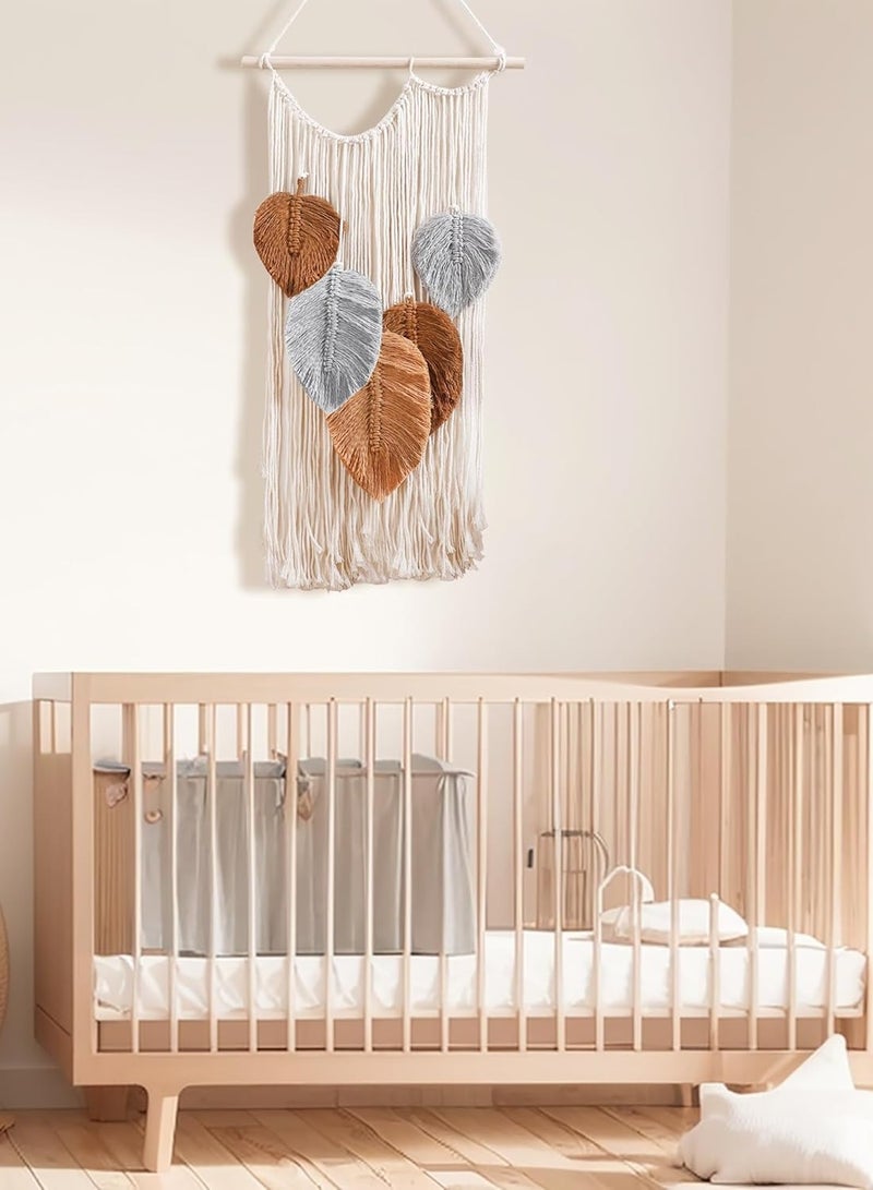 Antikiano macrame Bohemian Autumn Leaves Woven Wall Mural - Image 2