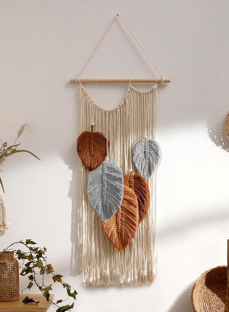Antikiano macrame Bohemian Autumn Leaves Woven Wall Mural - Image 1