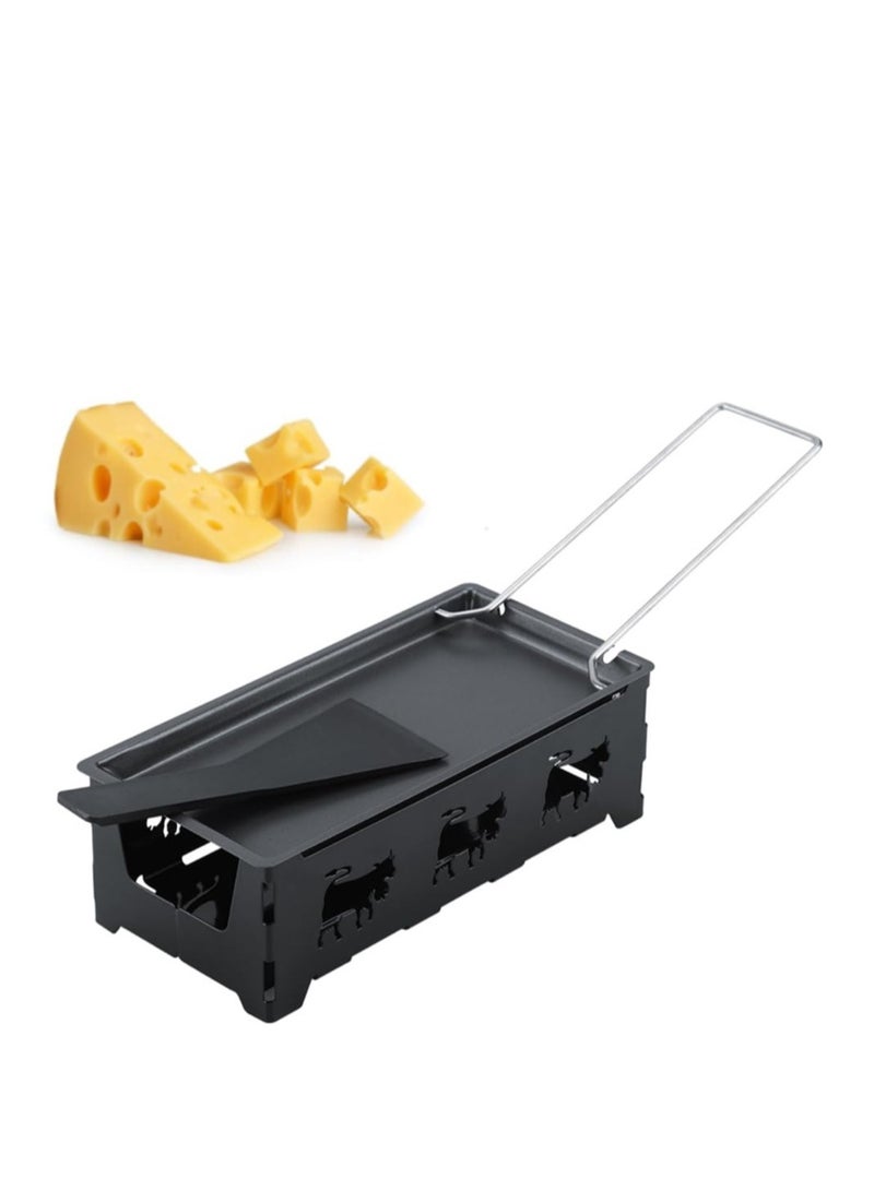 Cheese Raclette, Cheese Melter Raclette Grill, Portable Non-Stick Candlelight Raclette Pan, with Spatula and Foldable Handle, Barbecue Home Kitchen Grilling Tool, for Home Kitchen - Image 1