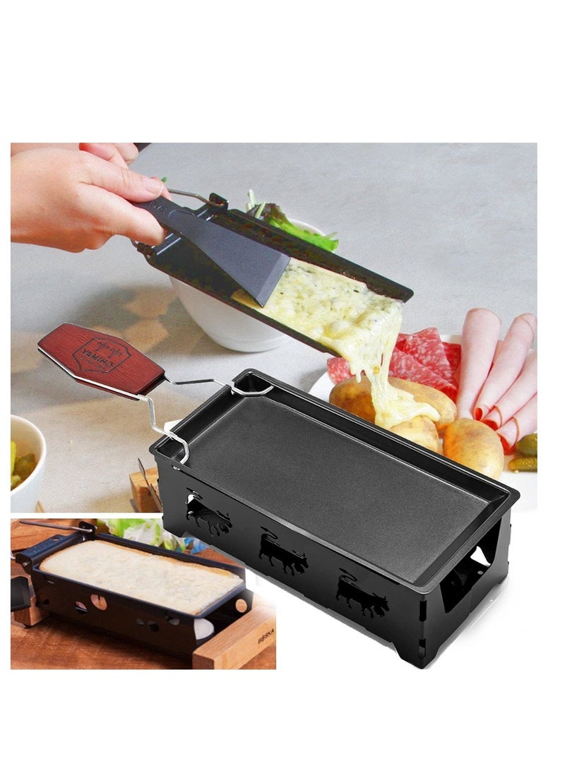 Cheese Raclette, Cheese Melter Raclette Grill, Portable Non-Stick Candlelight Raclette Pan, with Spatula and Foldable Handle, Barbecue Home Kitchen Grilling Tool, for Home Kitchen - Image 2