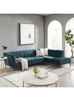 Al Home 2 Seater L shape Sofa Wood 250x200x85x85 Cm Blue  - Image 1