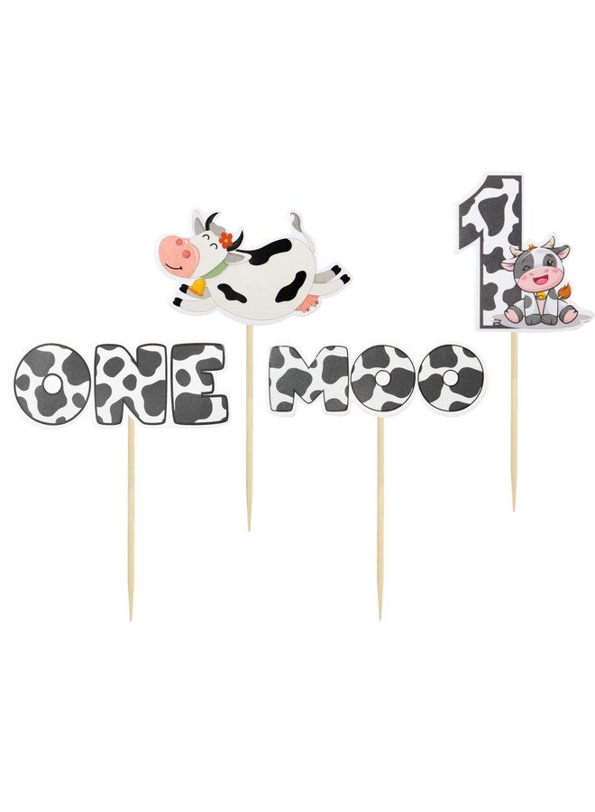 Ephlyn 36 عبوة من زينة الكب كيك على شكل بقرة لحفلة عيد الميلاد الأول للأطفال زينة كعكة عيد الميلاد الأول للطفل زينة كعكة حفلة استحمام الطفل - Image 3