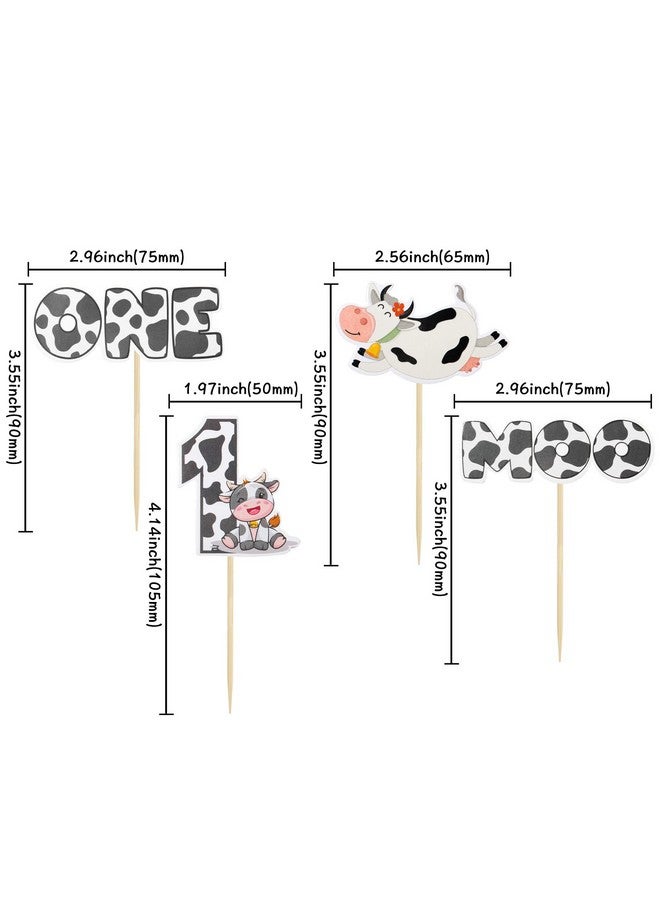 Ephlyn 36 عبوة من زينة الكب كيك على شكل بقرة لحفلة عيد الميلاد الأول للأطفال زينة كعكة عيد الميلاد الأول للطفل زينة كعكة حفلة استحمام الطفل - Image 2