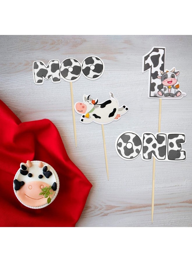 Ephlyn 36 عبوة من زينة الكب كيك على شكل بقرة لحفلة عيد الميلاد الأول للأطفال زينة كعكة عيد الميلاد الأول للطفل زينة كعكة حفلة استحمام الطفل - Image 4