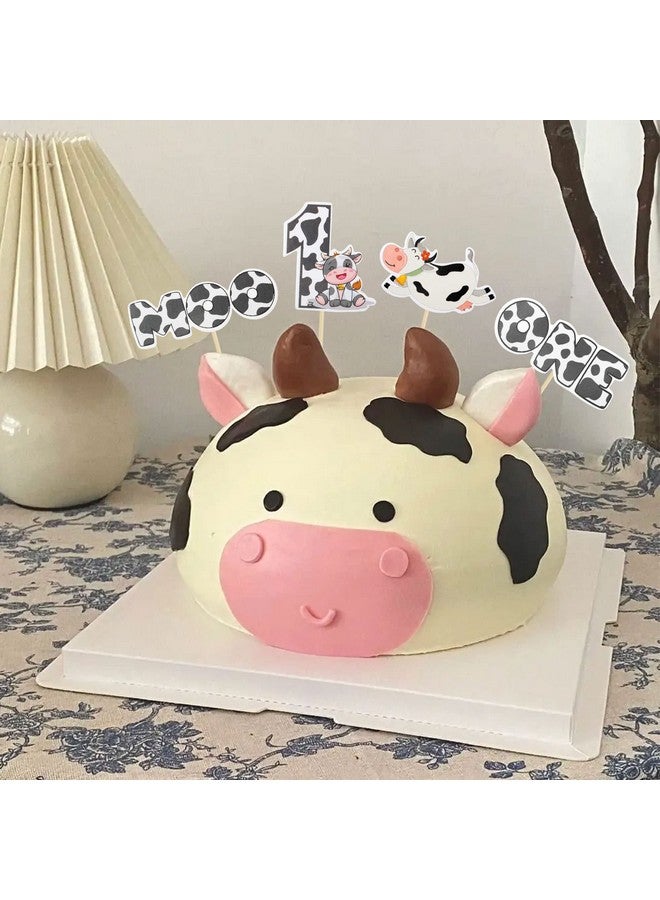 Ephlyn 36 عبوة من زينة الكب كيك على شكل بقرة لحفلة عيد الميلاد الأول للأطفال زينة كعكة عيد الميلاد الأول للطفل زينة كعكة حفلة استحمام الطفل - Image 5