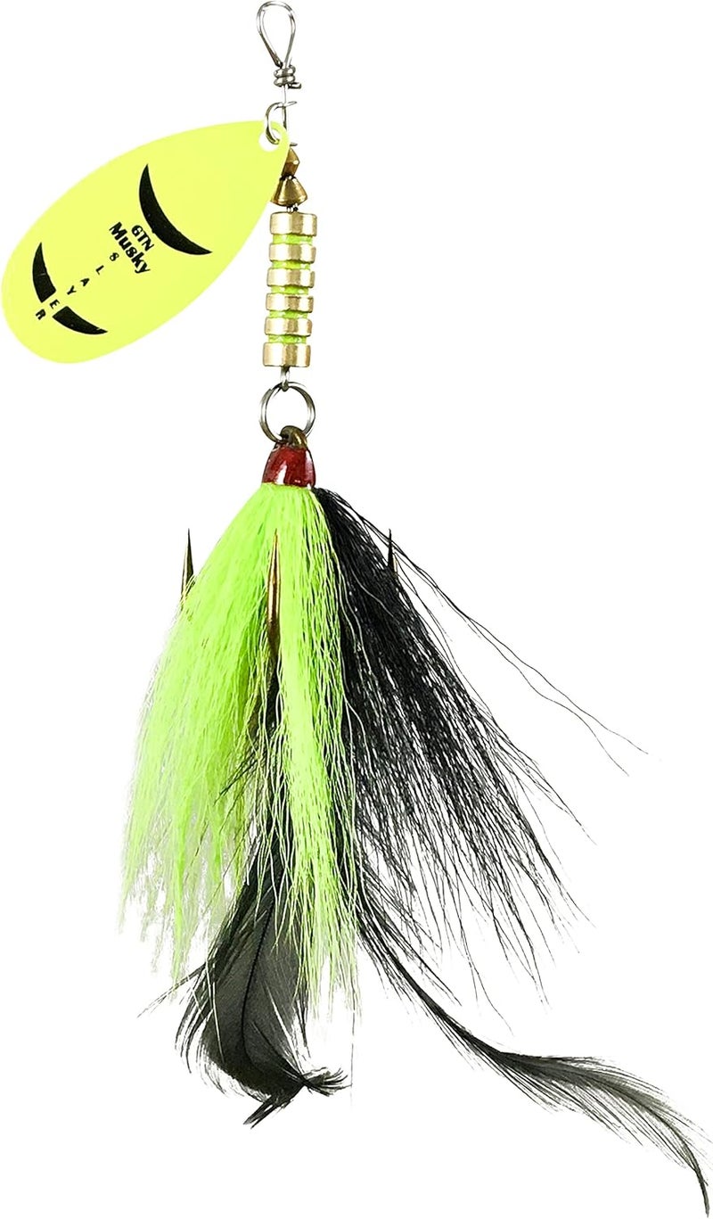 GTN Musky Slayer Tandem or Single, with Spinner Blade. (Chartreuse Black, Single)