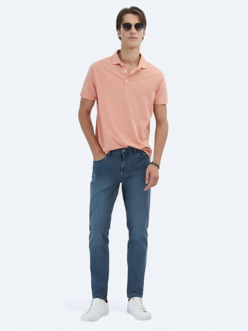 Kip Salmon Plain Polo Neck 100% Cotton T-Shirt - Image 2