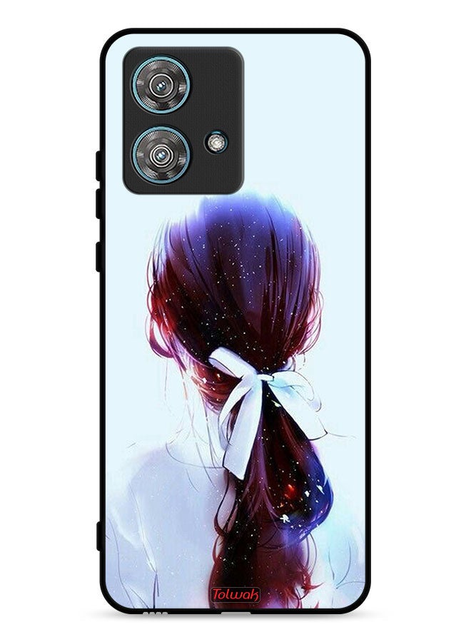 Tolwak Motorola Edge 40 Neo 5G Protective Case Cover Tie Hair With Hairband Girl Art - Image 1