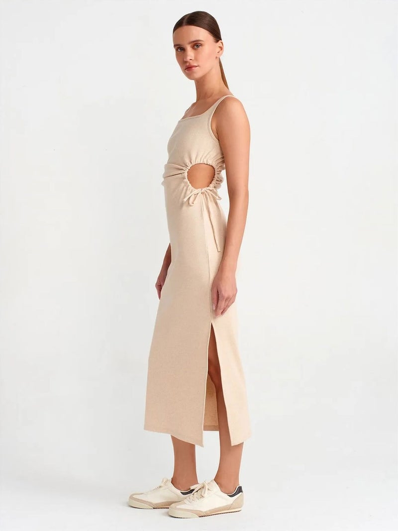 DILVIN Sleeveless Bodycon Midi Dress With Cut-Out - Image 3