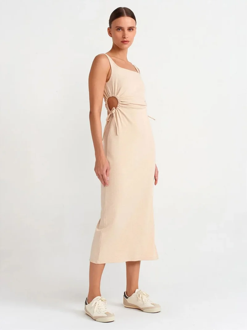 ديلفين Dilvin Sleeveless Bodycon Midi Dress With Cut-Out