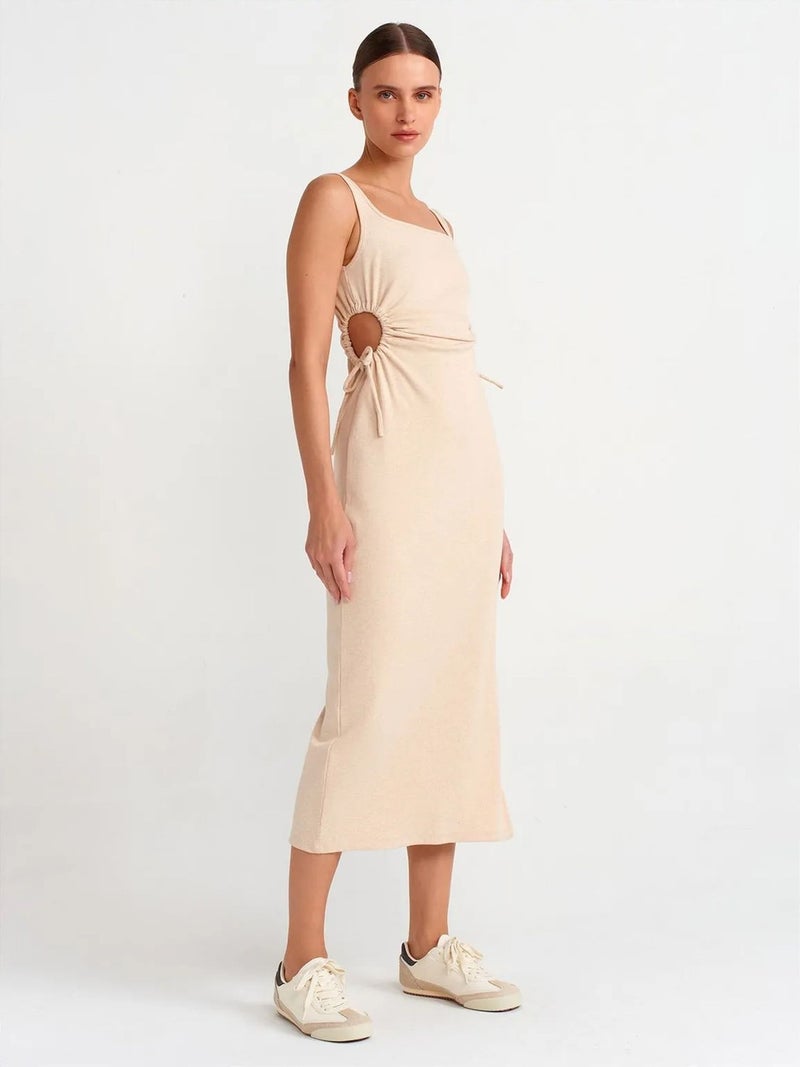 DILVIN Sleeveless Bodycon Midi Dress With Cut-Out - Image 1