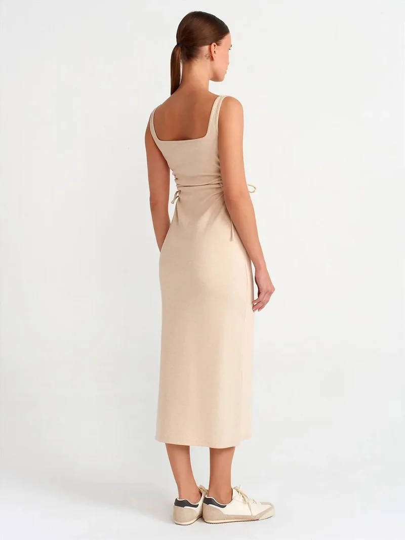 ديلفين Dilvin Sleeveless Bodycon Midi Dress With Cut-Out