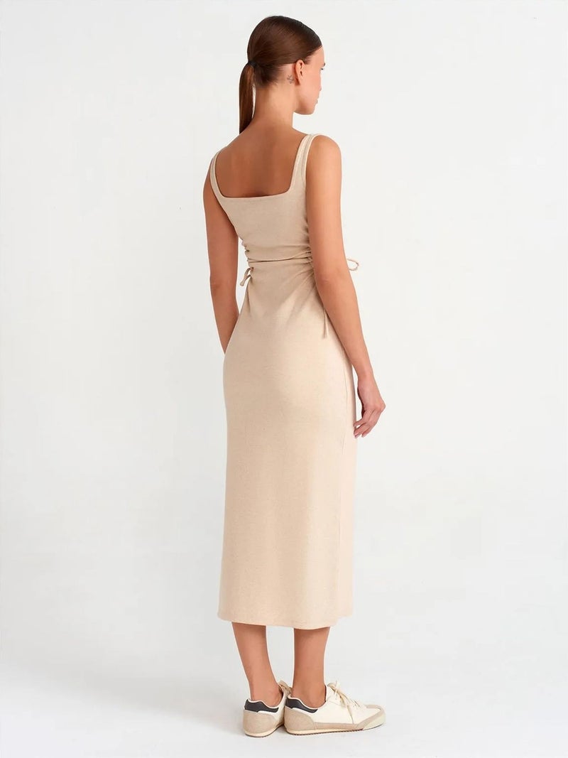 DILVIN Sleeveless Bodycon Midi Dress With Cut-Out - Image 2