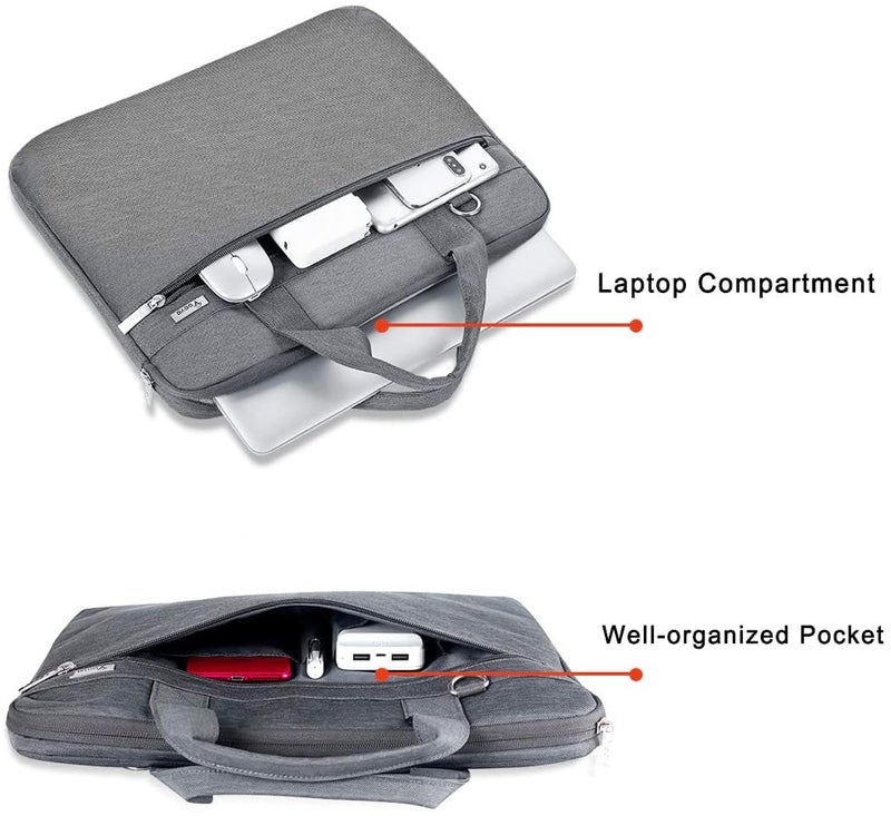 Voova Laptop Bag 17 17.3 Inch, 360° Protective Laptop Case Sleeve with Shoulder Strap Compatible with 17-18 Inch Lenovo Asus Acer Dell Hp, Waterproof Computer Bag Slim Briefcase for Men Women, Grey - Image 2