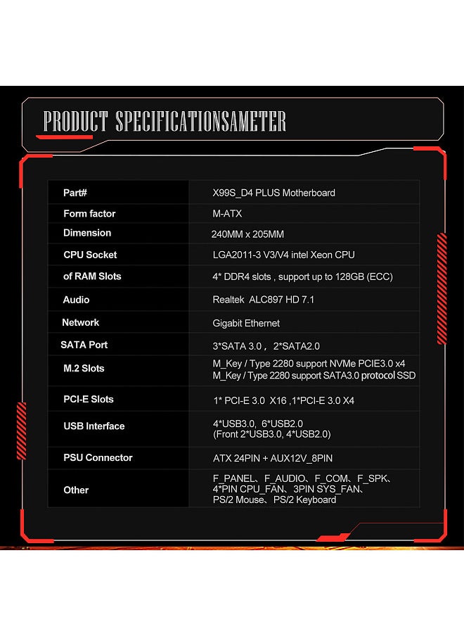 JINGSHA - LGA 2011-3 V3/V4 Intel Xeon Desktop MATX Motherboard PCI-E 3.0 X16 Home Office Gaming Motherboard 4*DDR4 128GB SATA3.0 Gigabit Ethernet 4*USB3.0 WIFI M.2 NVME NGFF - Image 1