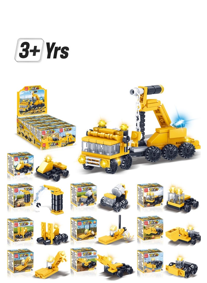 Children's Educational Small Particle Assembly Building Block Collection Set Toy(Combined Engineering Vehicle 10 Small Boxes) - Image 1
