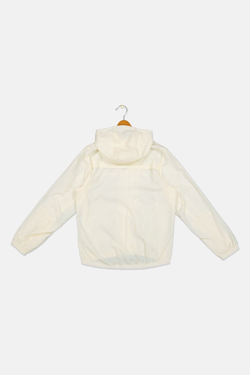 Adidas Kids Boy Loose Fit Long Sleeve Outdoor Windbreaker Jacket, Beige - Image 3