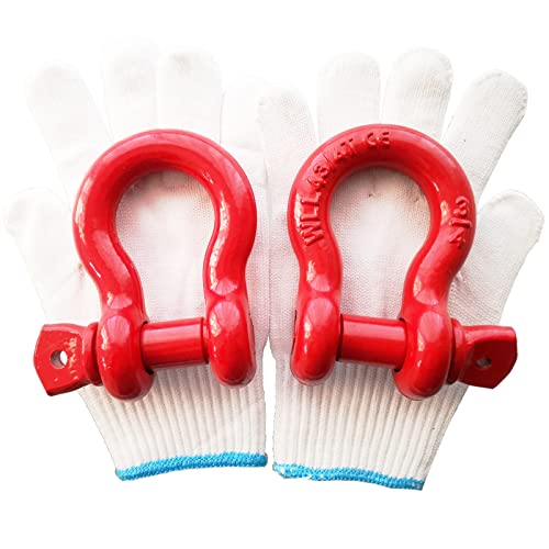Acando 3/4" Shackle Red D Ring Shackles 4.75T D Ring Towing Heavy Duty Shackle Galvanized & Poweder Coated Anchor Shackle Forged Steel Shackles Max 28.5 Ton (57,000 Lbs) Break Strength Shakle Pack of 2 - Image 1
