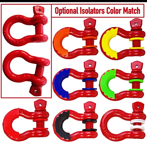 Acando 3/4" Shackle Red D Ring Shackles 4.75T D Ring Towing Heavy Duty Shackle Galvanized & Poweder Coated Anchor Shackle Forged Steel Shackles Max 28.5 Ton (57,000 Lbs) Break Strength Shakle Pack of 2 - Image 2