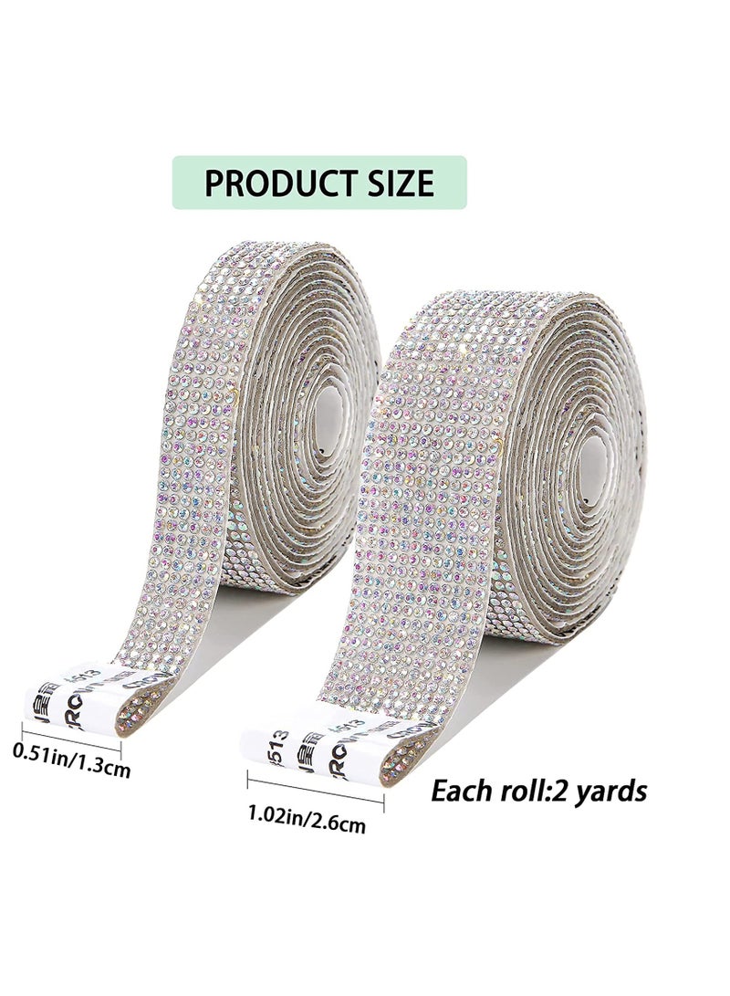 SYOSI Self Adhesive Crystal Rhinestone Diamond Ribbon, Bling Crystal Rhinestones Sticker DIY Car Decoration Sticker Glitter Rhinestones Gem Stickers 4Rolls/4Yards (Colorful) - Image 5